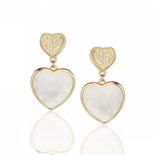 Gold Plated Sterling Silver Double Heart Earring - HK Jewels