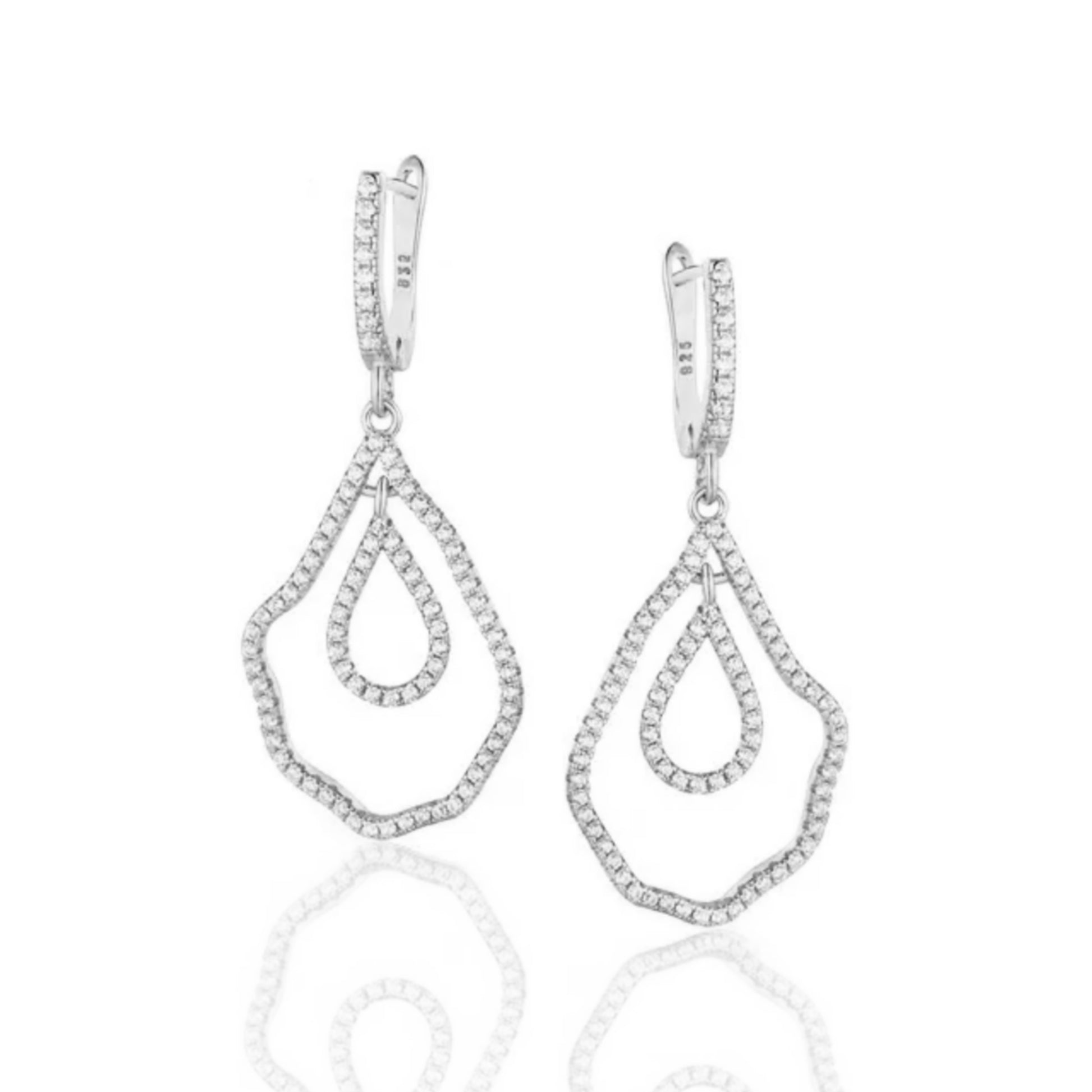 Sterling Silver Double Teardrop Earring - HK Jewels