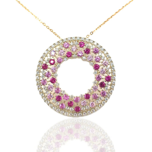 Sterling Silver Gold Plated Circle Pendant - HK Jewels