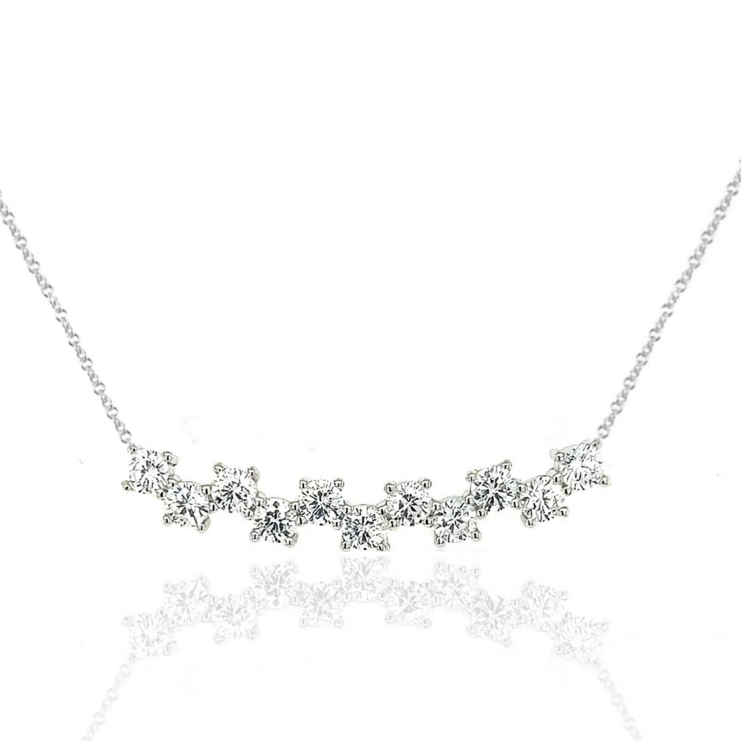 Sterling Silver CZ Bar Necklace - HK Jewels