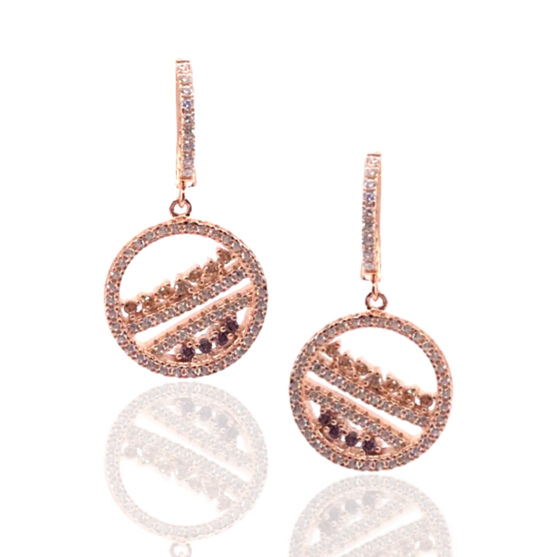 Rose Gold Plated Sterling Silver Circle Earrings - HK Jewels