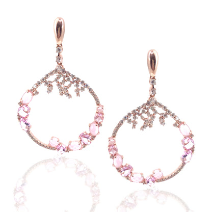 Sterling Silver Rose Gold Plated Pink Earrings - HK Jewels