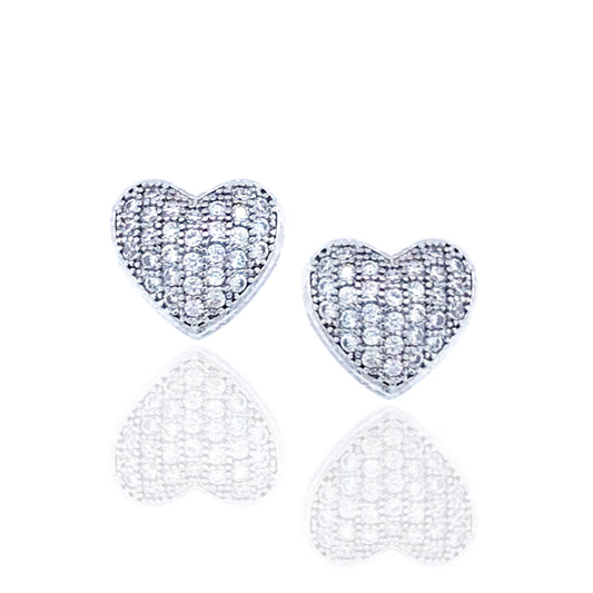 Sterling Silver Heart Stud Earrings - HK Jewels