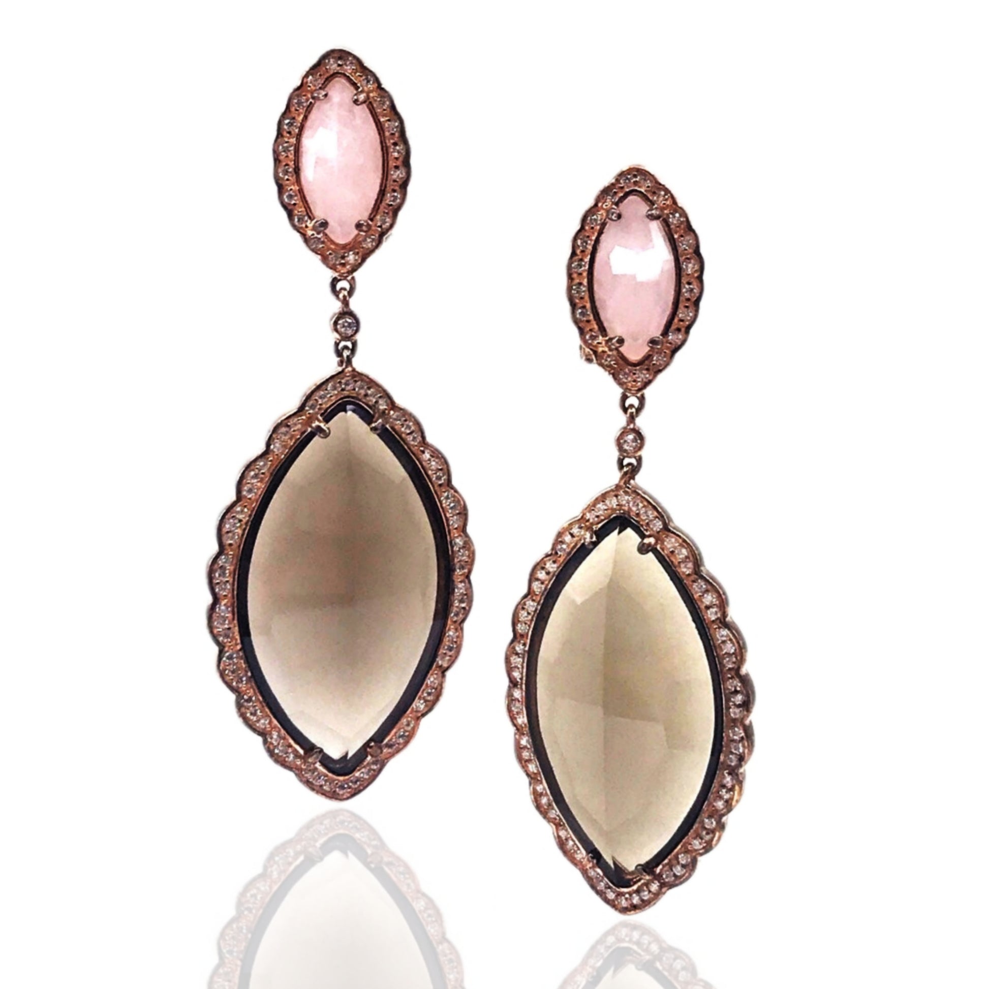 Rose Gold Plated Sterling Silver Stone Earrings - HK Jewels
