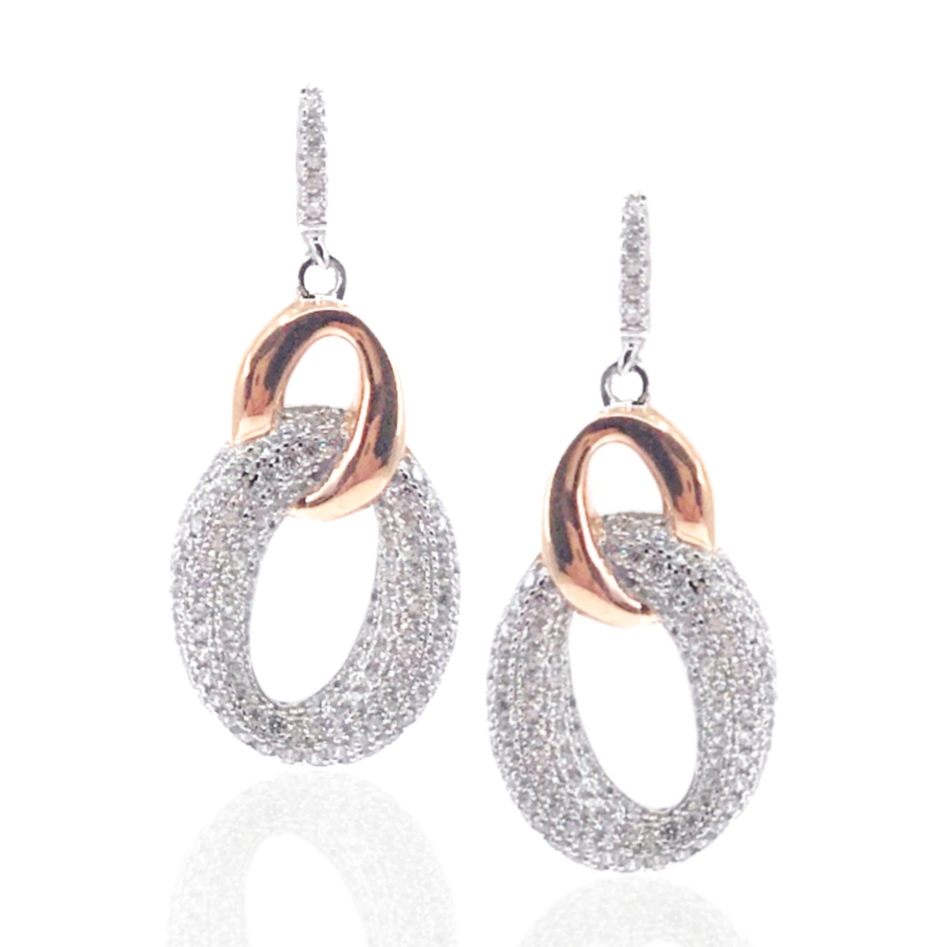 Rose Gold Plated Sterling Silver Oval Link Earrings - HK Jewels