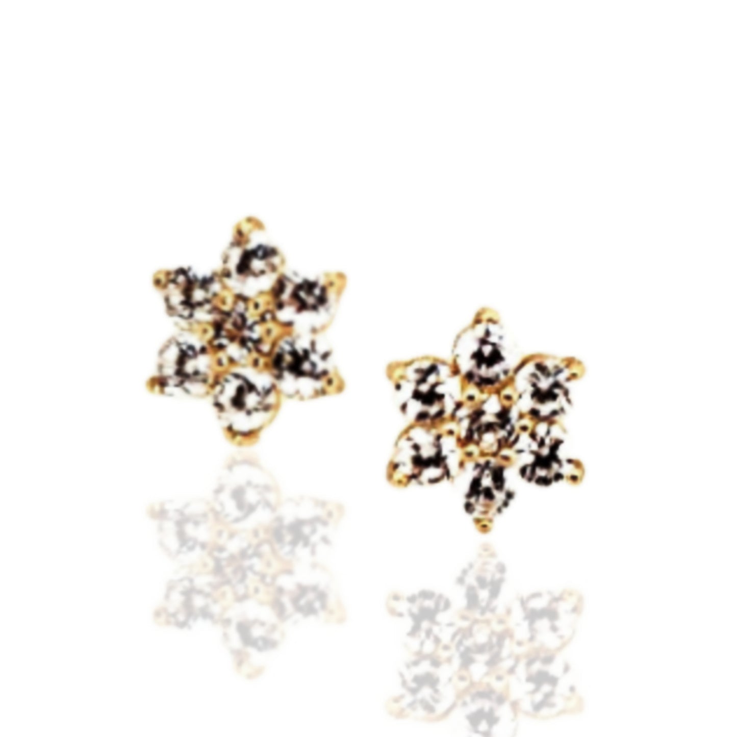 14K Gold And CZ Flower Stud Earring - HK Jewels