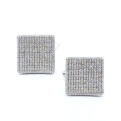 Sterling Silver Micropave Square Cufflinks - HK Jewels