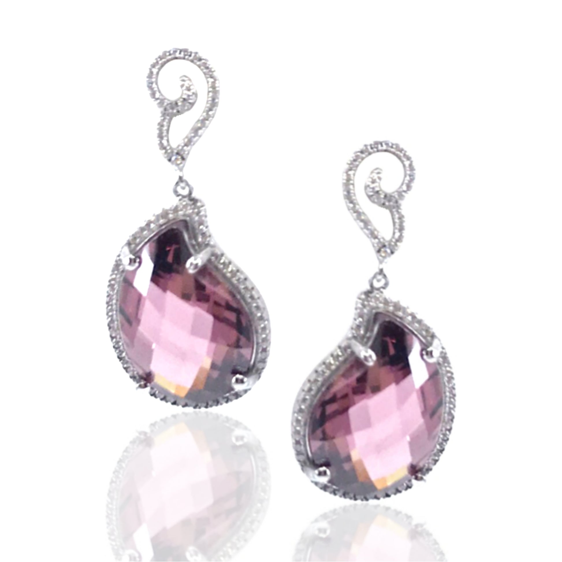 Sterling Silver Purple Stone Earrings - HK Jewels