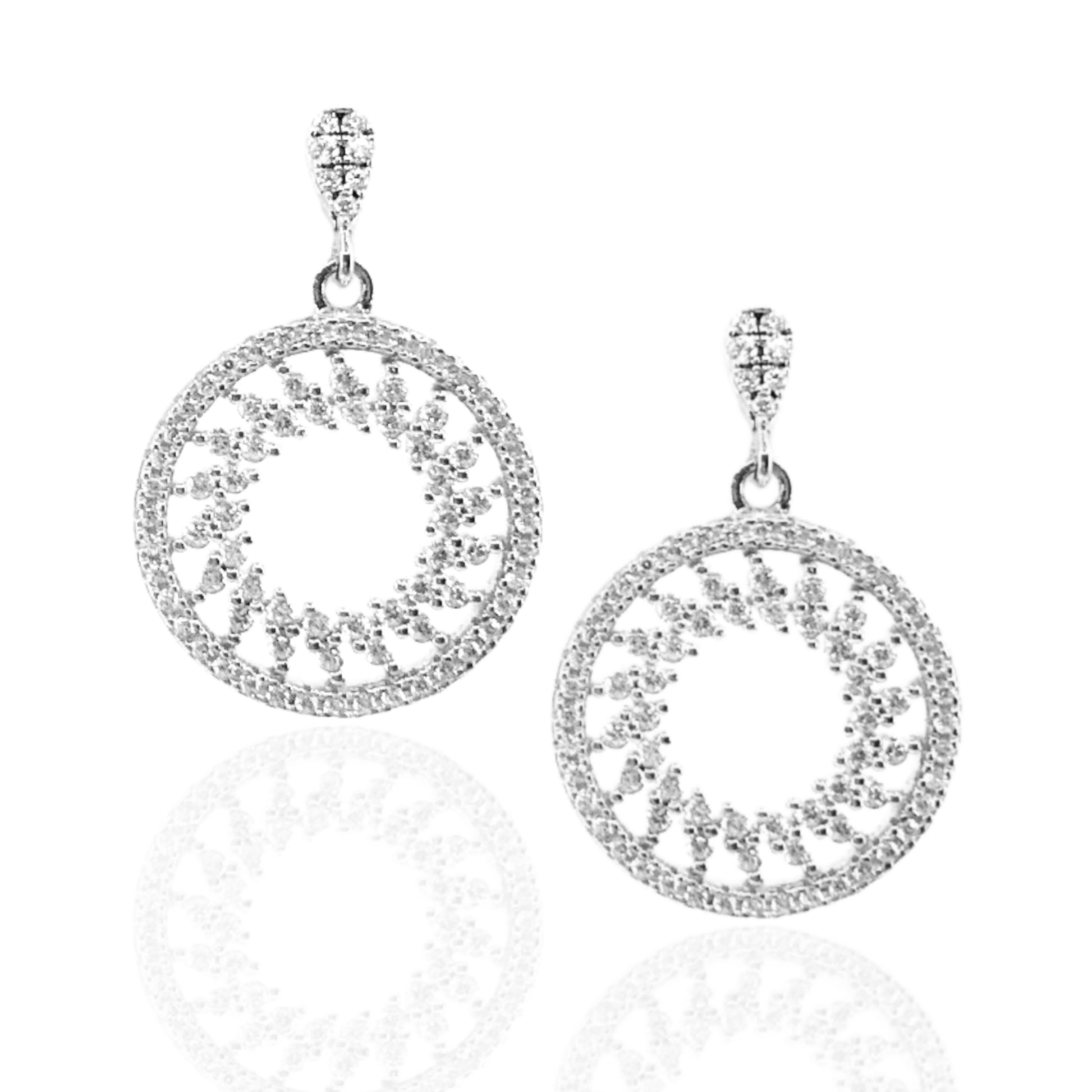 Sterling Silver Circle MicroPave Earrings - HK Jewels