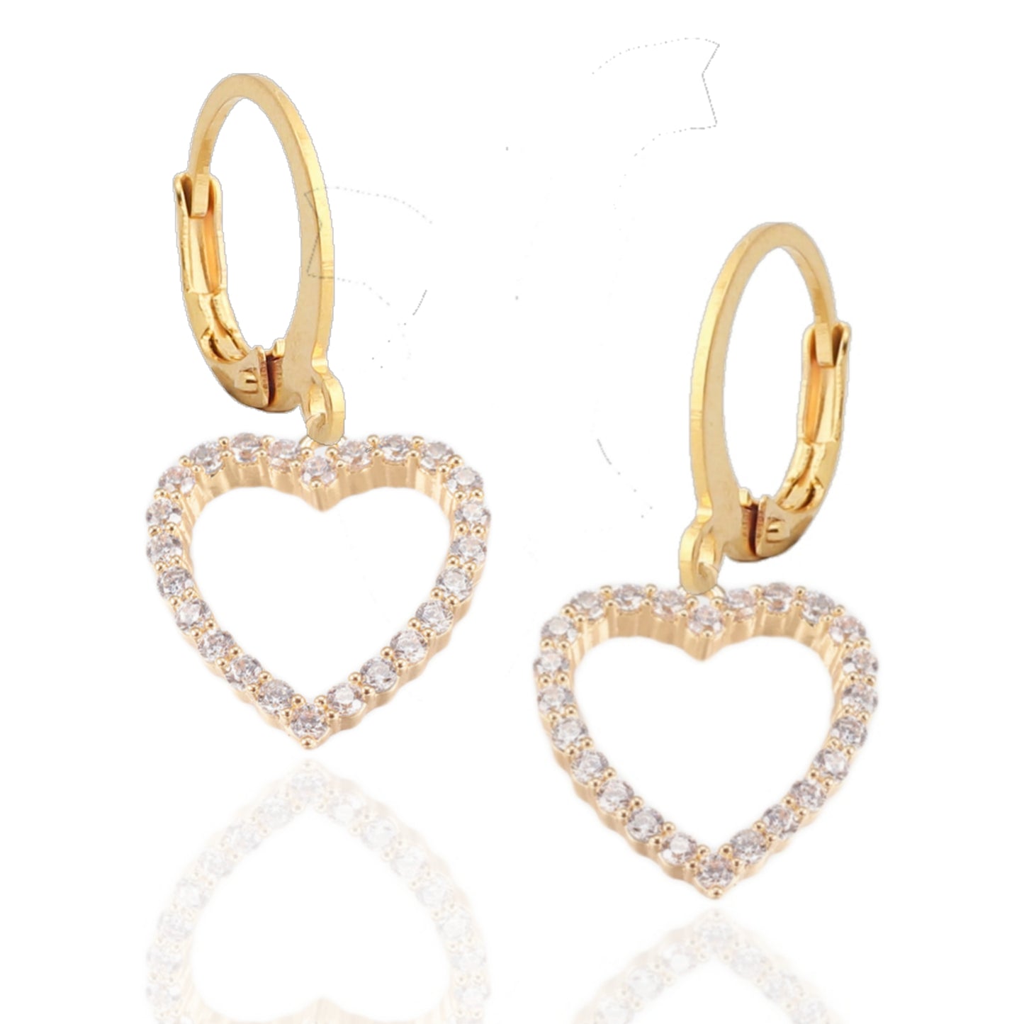 CZ Border Heart Surgical Steel Earrings - HK Jewels