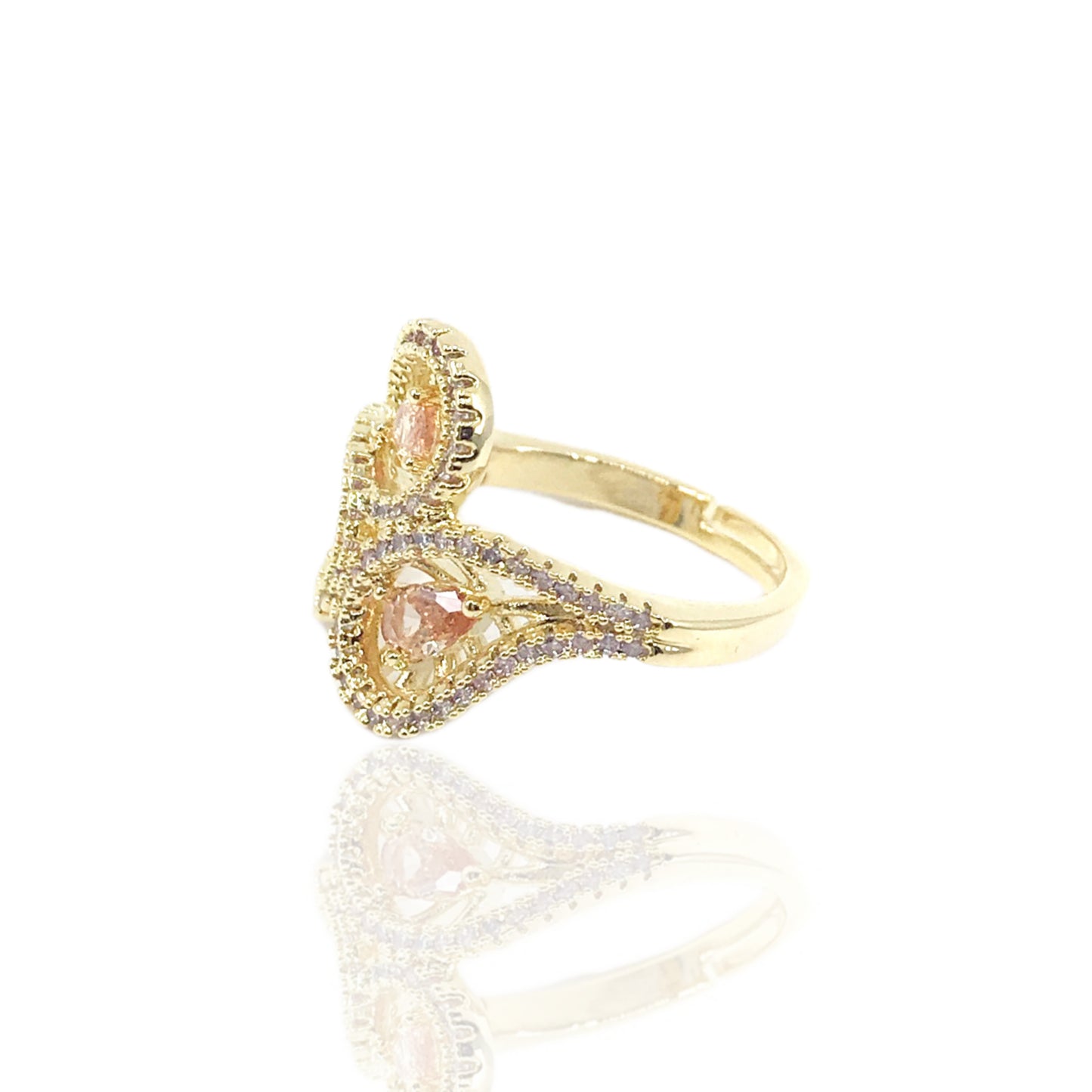 Gold Plated Three Teardrop Ring - HK Jewels