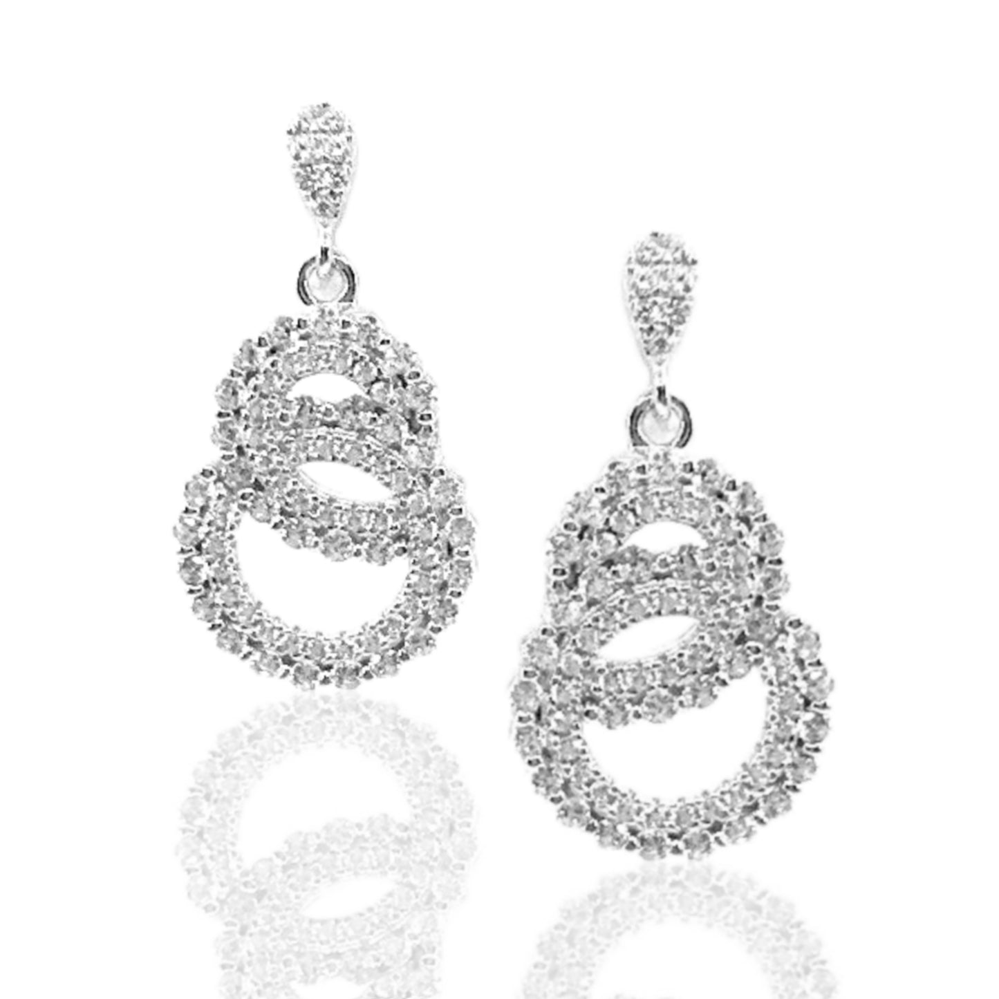 Sterling Silver Micro Pave Double Circle Earrings - HK Jewels