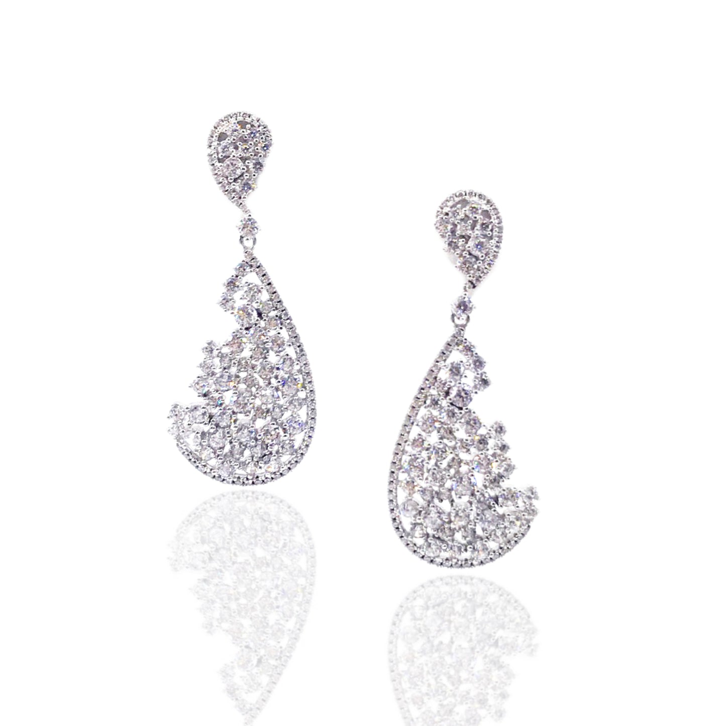 Sterling Silver Broken Teardrop Earrings - HK Jewels