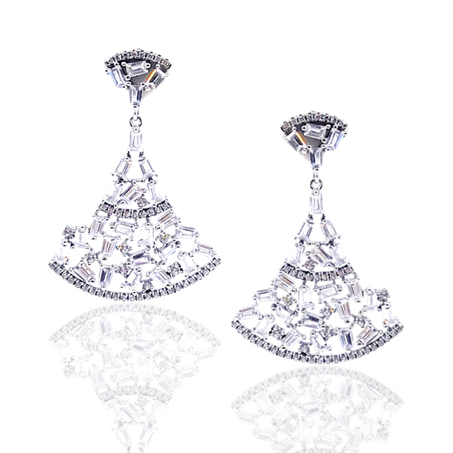 Sterling Silver CZ Triangle Earrings - HK Jewels
