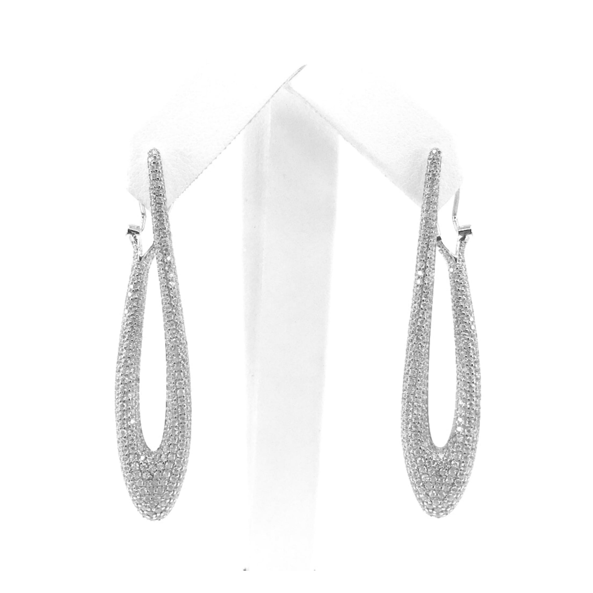 Sterling Silver Long Thin Oval Earring - HK Jewels