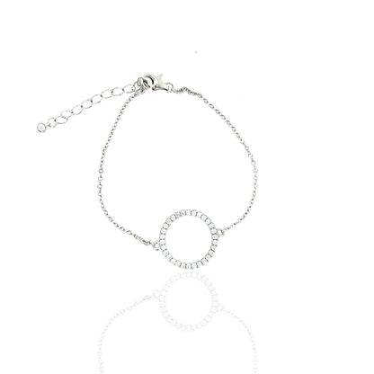 Sterling Silver Medium CZ Circle Bracelet - HK Jewels