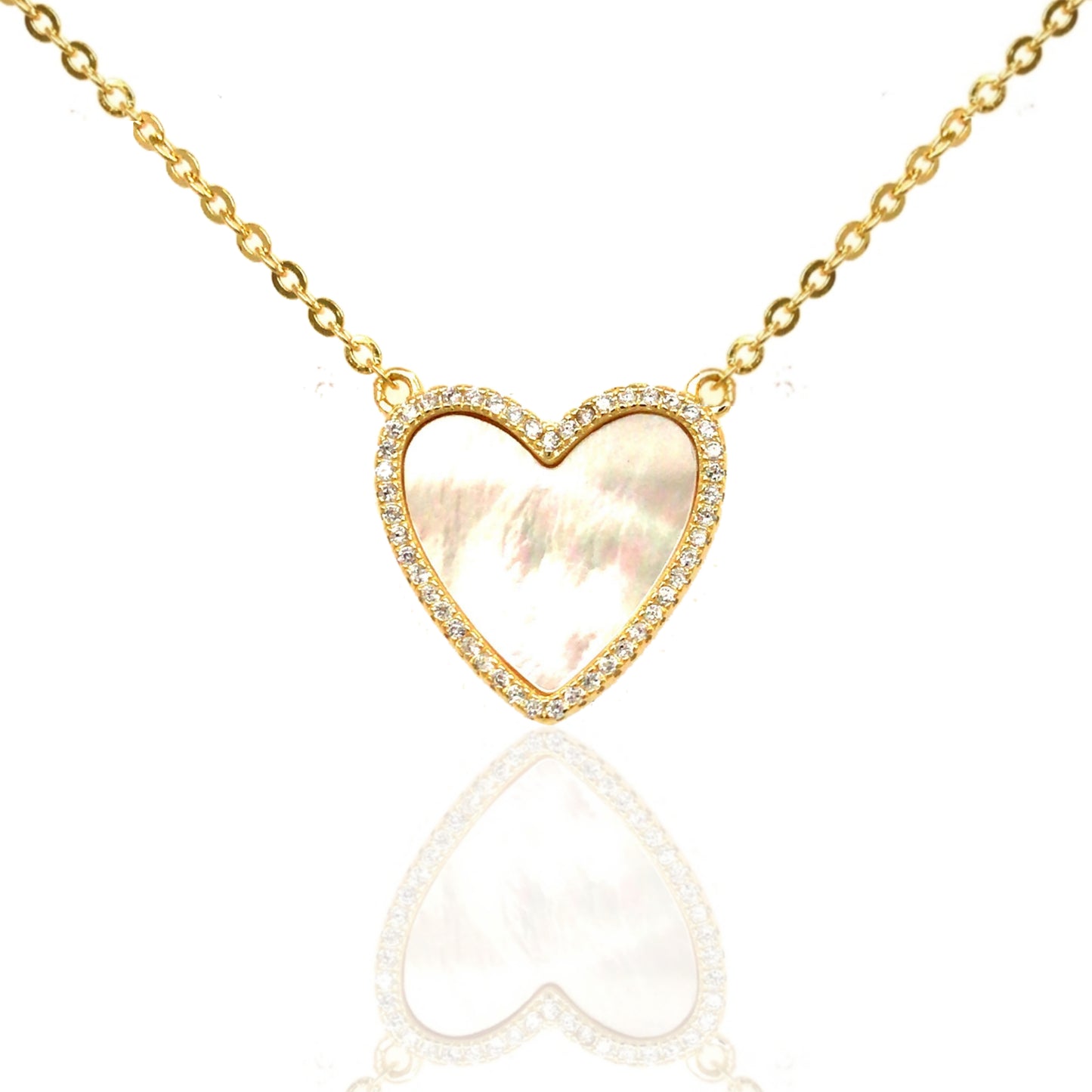 Sterling Silver Heart With CZ Necklace - HK Jewels