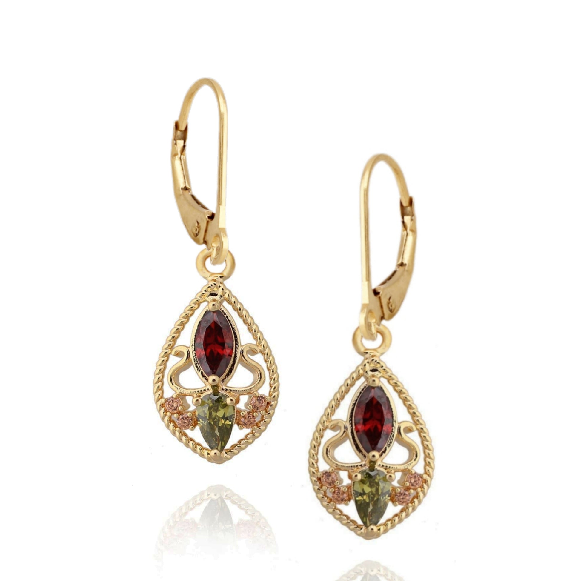 Gold Plated Surgical Steel Multicolor Stone Earrings - HK Jewels
