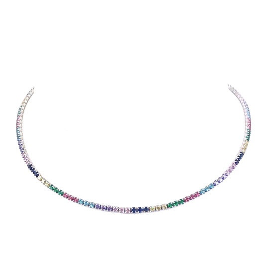 Sterling Silver Rainbow Choker - HK Jewels