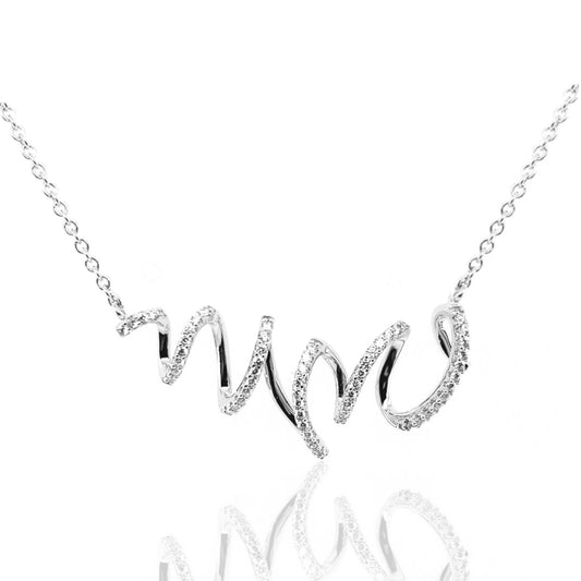 Sterling Silver CZ Swirl Necklace - HK Jewels