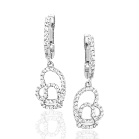Sterling Silver CZ Double Heart Earring - HK Jewels