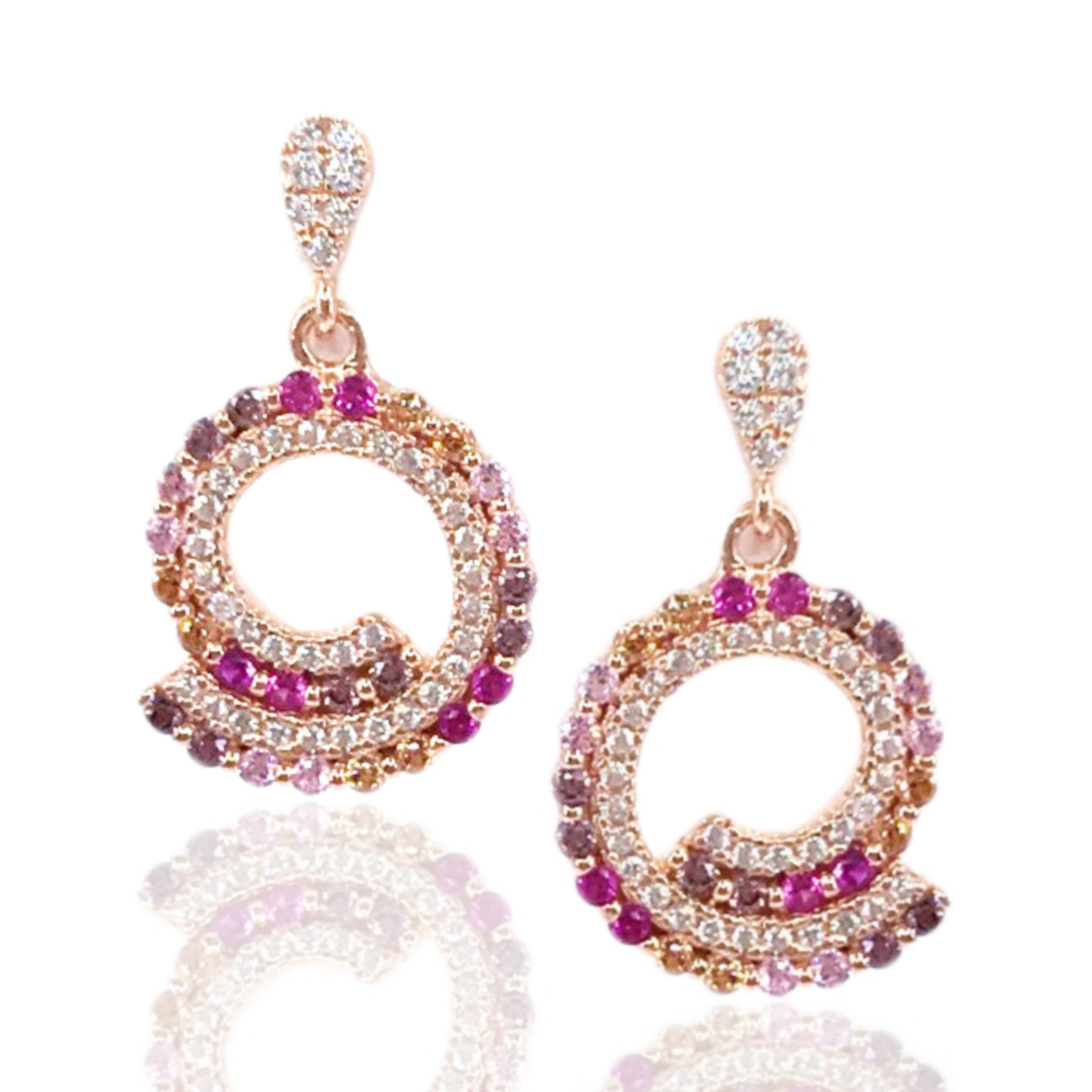 Rose Gold Plated Sterling Silver Swirl Earrings - HK Jewels