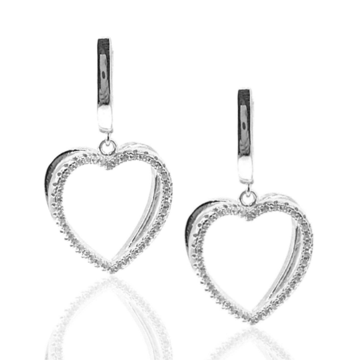 Sterling Silver Heart Earrings - HK Jewels