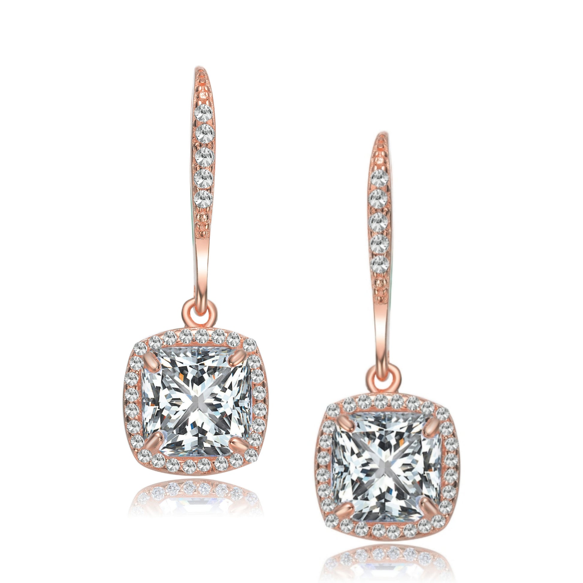 Sterling Silver Square CZ Earrings - HK Jewels