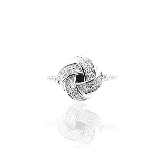 Sterling Silver Round Weaved Micropave CZ Ring - HK Jewels