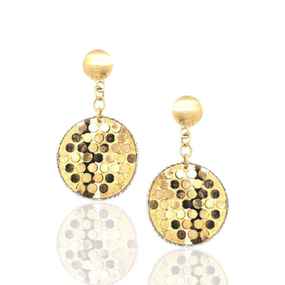 14K Gold Textured Circle Earrings - HK Jewels