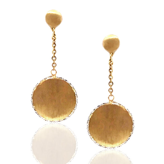 14K Gold Diamond Cut Circle Earrings - HK Jewels