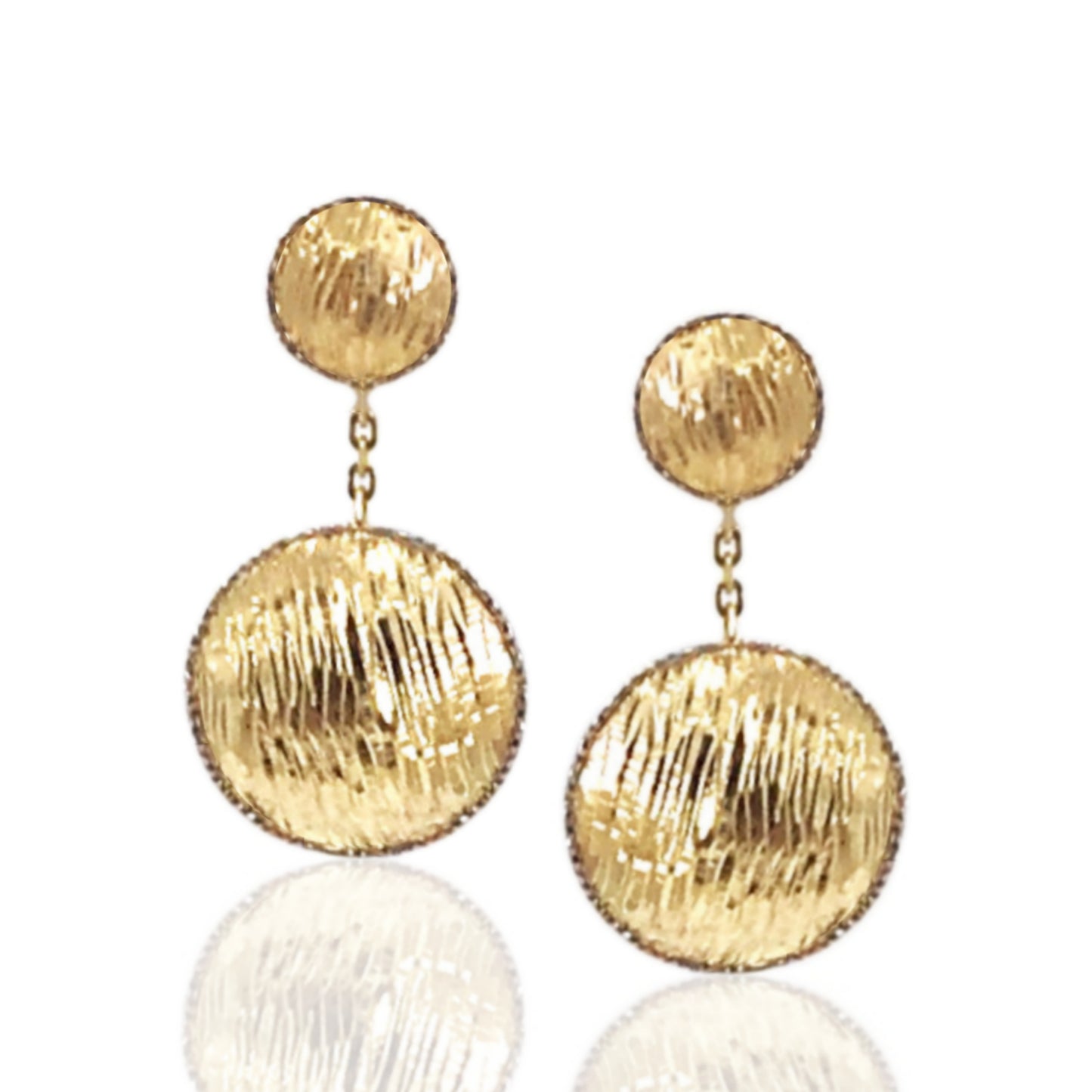 14K Gold Diamond Cut Circle Earrings - HK Jewels