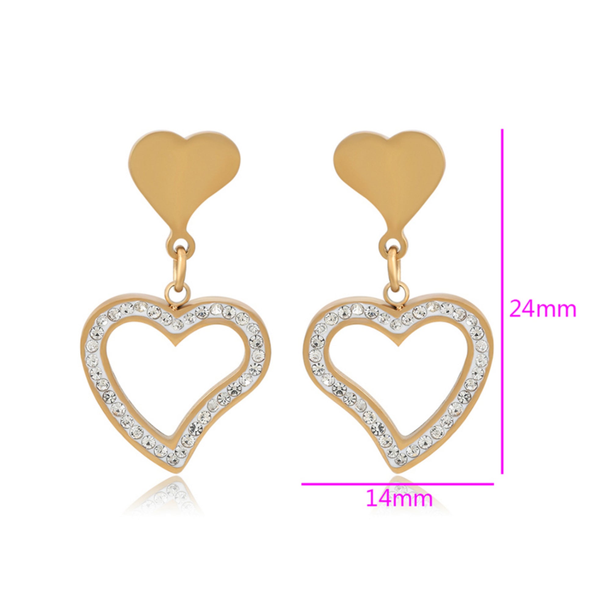 Surgical Steel Heart on Heart Post Earrings - HK Jewels