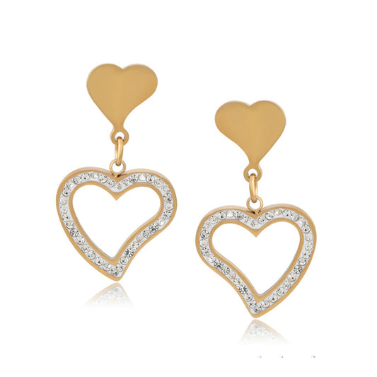 Surgical Steel Heart on Heart Post Earrings - HK Jewels