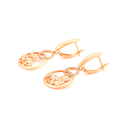 Flower and CZ Circle on Click In Leverbacks Earrings - HK Jewels