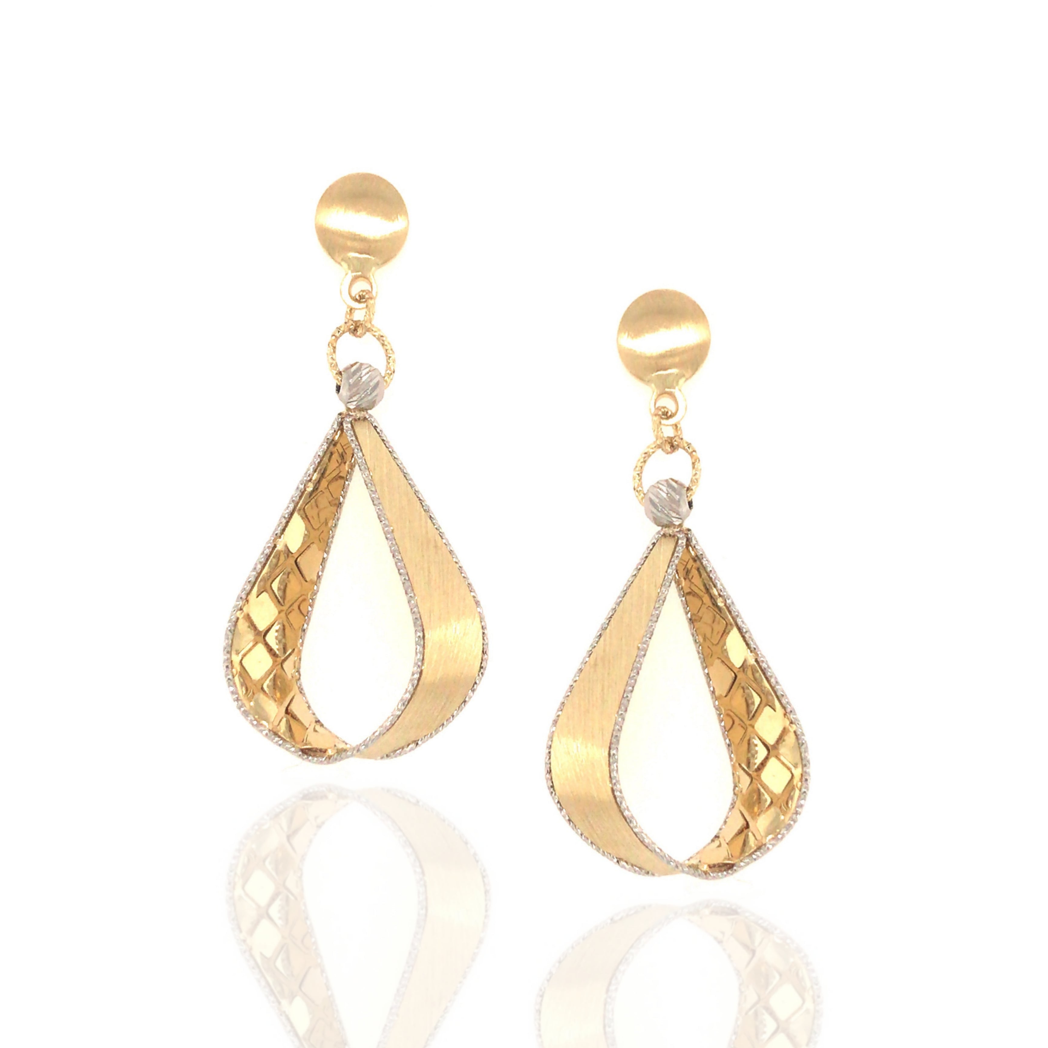 14K Gold Checkerboard Teardrop Earring – HK Jewels