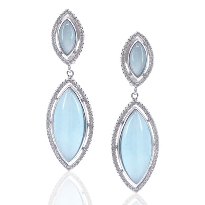 Sterling Silver Marquis-Shaped Stone Earrings - HK Jewels