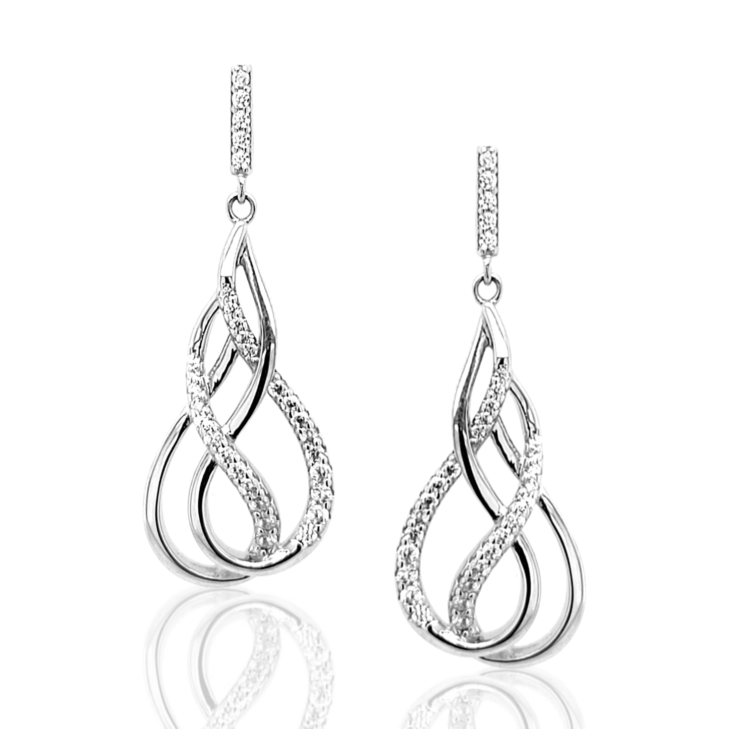 Sterling Silver Figure 8 Teardrop Earrings - HK Jewels
