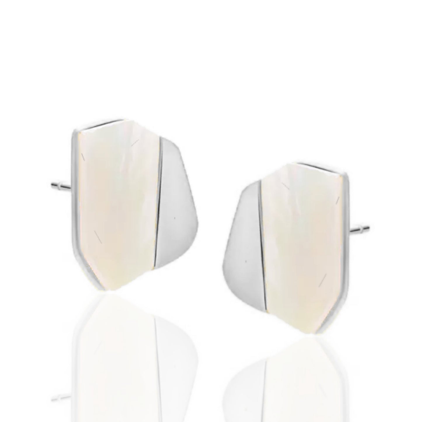 Sterling Silver Geometric Mother of Pearl Stud Earrings - HK Jewels