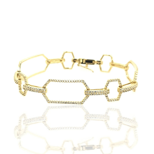 Sterling Silver Gold Plated CZ Large Link Bracelet - HK Jewels