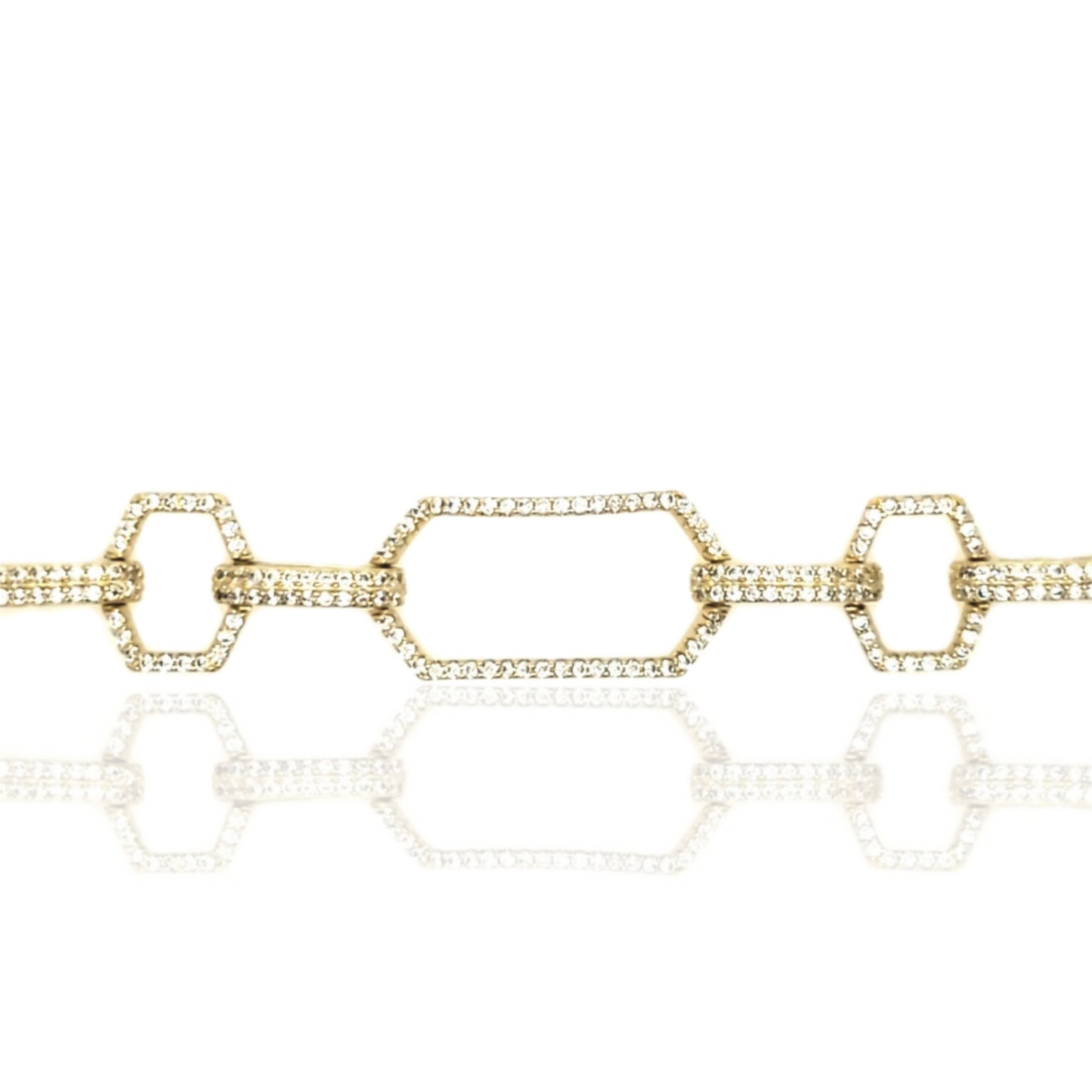 Sterling Silver Gold Plated CZ Large Link Bracelet - HK Jewels
