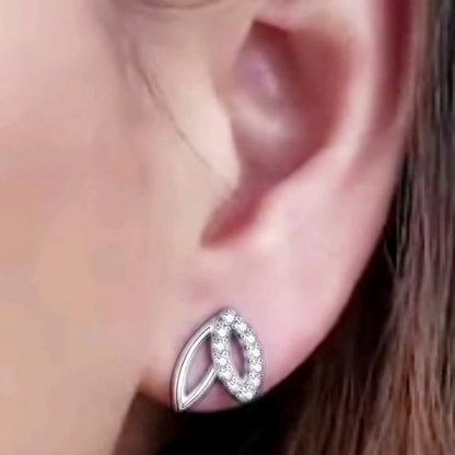 Sterling Silver Micropave Double Marquis (Leaf) Stud Earrings - HK Jewels