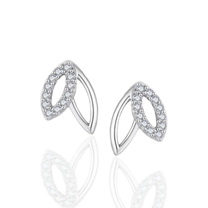 Sterling Silver Micropave Double Marquis (Leaf) Stud Earrings - HK Jewels