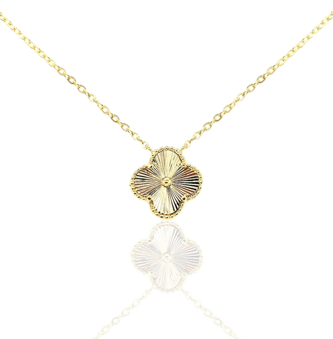 Gold Plated Sterling Silver Clover Necklace - HK Jewels