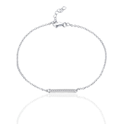 Sterling Silver Micropave CZ Bar Bracelet - HK Jewels