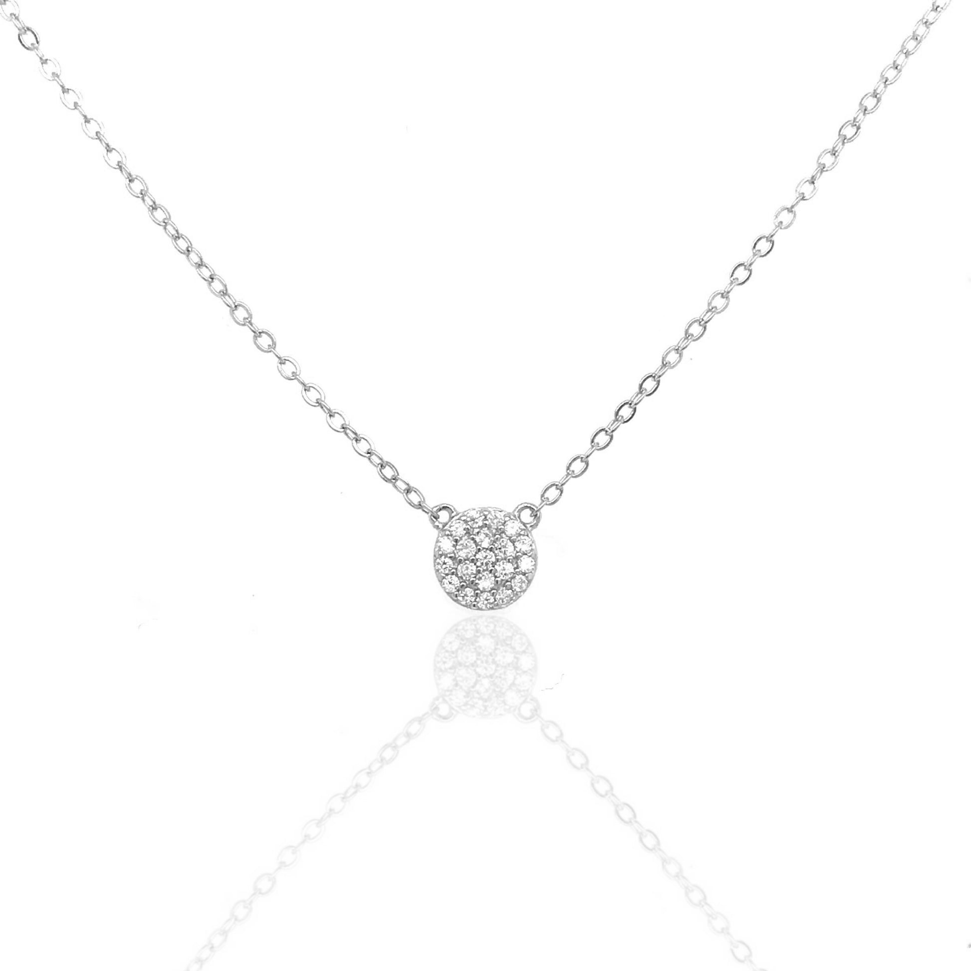 Sterling Silver 2.5mm Micropave Solitaire Necklace - HK Jewels