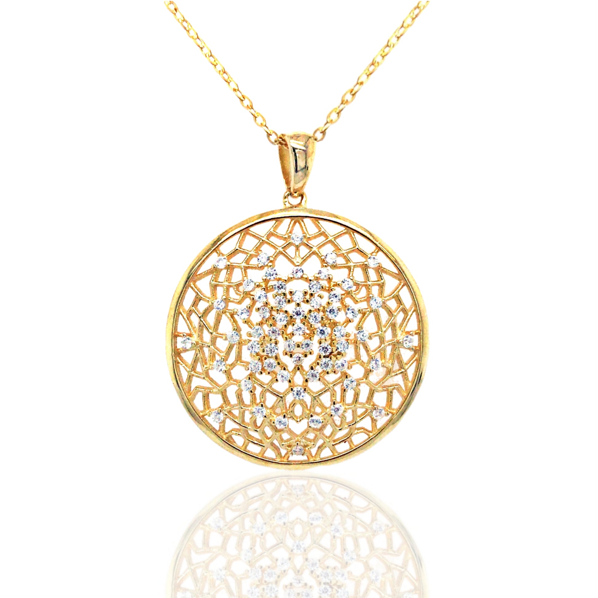 Gold Plated Sterling Silver CZ Pendant - HK Jewels
