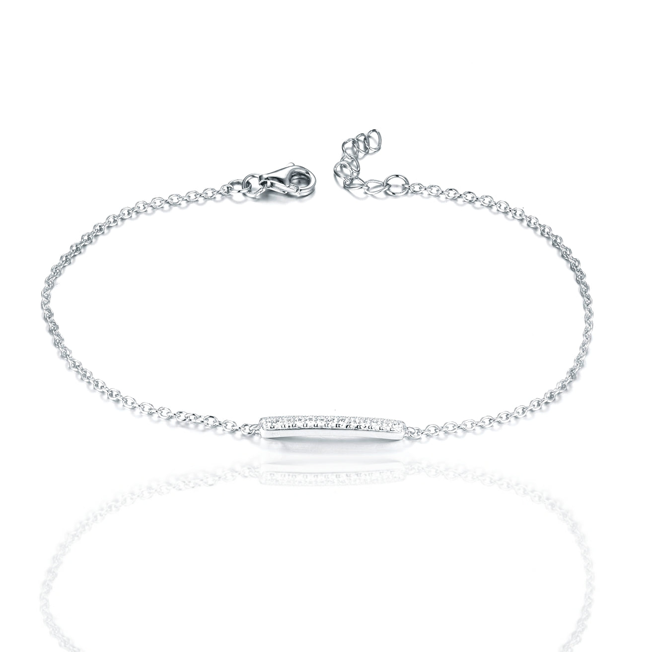 Sterling Silver Micropave CZ Bar Bracelet - HK Jewels