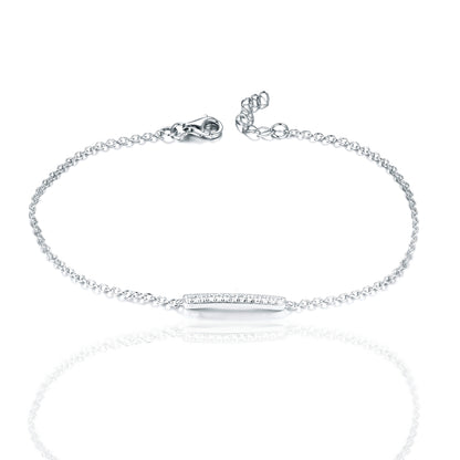 Sterling Silver Micropave CZ Bar Bracelet - HK Jewels