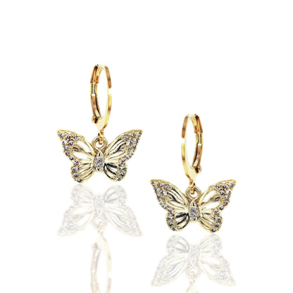 Surgical Steel CZ Butterfly Earrings - HK Jewels